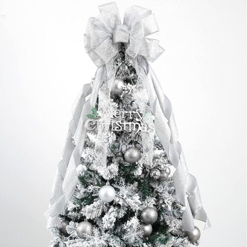 1 Silver Glitter Christmas Bows