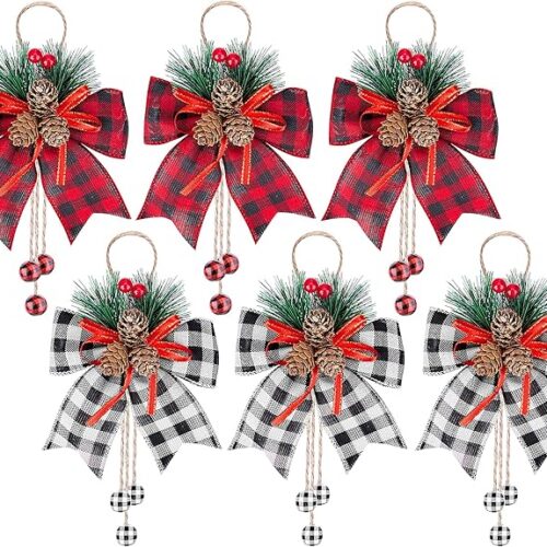 Christmas Wreath Bow Buffalo Check Bow