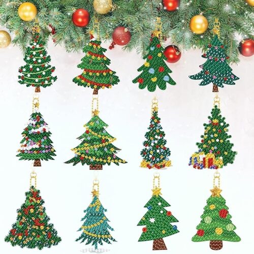 1 Christmas Tree Diamond Keychains Kit