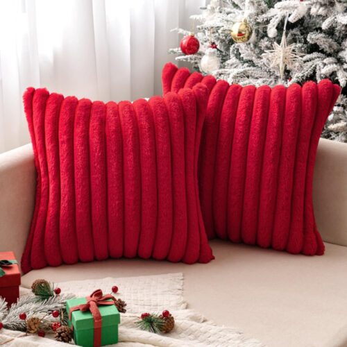 Christmas Red Throw Pillow Covers 18x18 Inch Set of 2 Soft Couch Pillow Covers