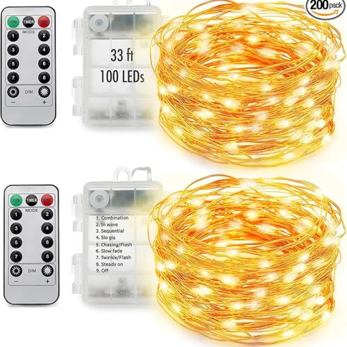 Timer Battery Operated Twinkle Lights with Remote