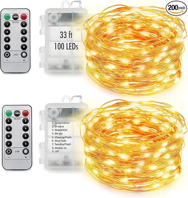 Timer Battery Operated Twinkle Lights with Remote 1