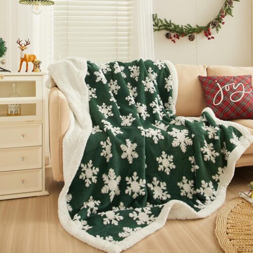 Fleece Throw Blanket Emerald Green Picnic Blankets for Couch 50x60 Inches