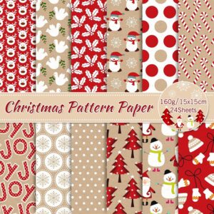 24 Sheets Christmas Pattern, 6 x 6 Inch