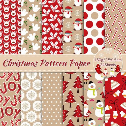 1 24 Sheets Christmas Pattern, 6 x 6 Inch