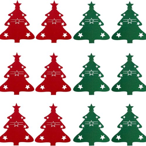 1 12PCS Silverware Holder for Advent Calendar, 6 Red 6 Green Xmas Tree