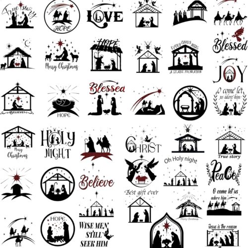 80 Pieces Nativity Mason Jar Vinyl Decals, 40 Styles (Nativity)