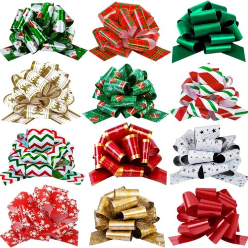 1 12 PCS Christmas Bows for Gift Wrapping
