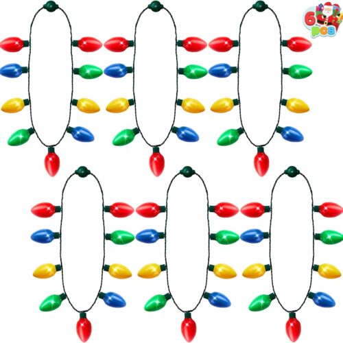 1 6 Packs Christmas LED Light Up Bulb Necklaces 9 Bulbs LED