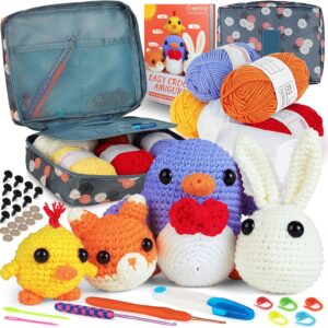 Cute Penguin, Chicken, Rabbit & Fox, Complete Crochet Set with 4 Different Crochet Patterns