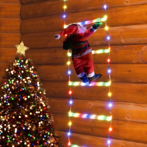 1 Christmas Decorative Ladder Lights with Santa Claus (2.5FT, Multicolor)