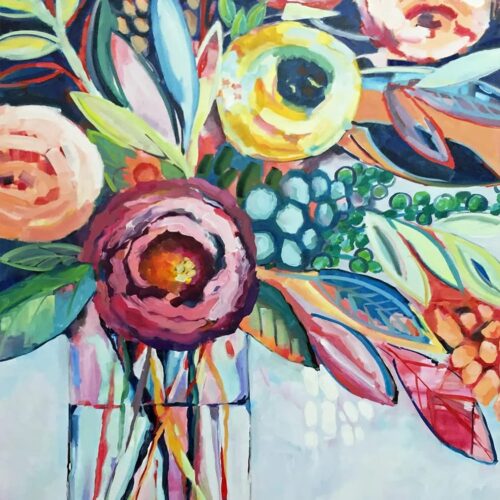 1 5D Diamond Art Painting Abstract Flowers DIY 12"x16"