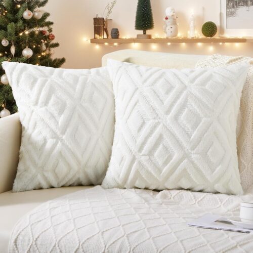 1 Christmas Soft Faux Fur Throw Pillow Covers 18x18