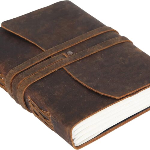 1 Handmade Leather Journal/Writing Notebook Diary/Bound Daily Notepad (Brown Tan, 8 x 6)
