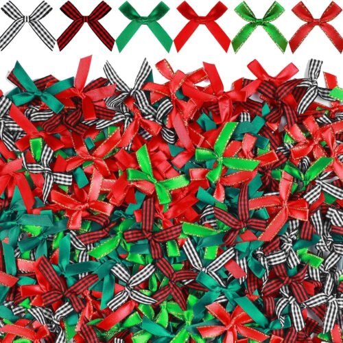 1 300 Pcs Christmas Mini Bows Small Crafts (Classic Color)