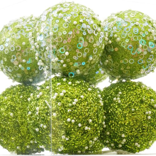 8CT Christmas Ball Ornaments, Green Christmas Ball Decorations Shatterproof Plastic Hanging Pearl Balls for Holiday Party(90mm/3.54")