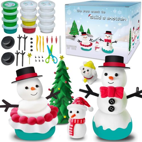 1 12 Pack Christmas Crafts for Kids - Build A Snowman Kit,Modeling Clay for Kids