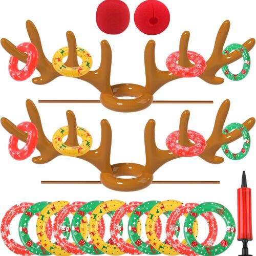 1 Christmas Games, Inflatable Reindeer Antler Ring Toss Game