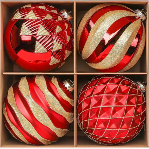 1 6''/150mm Large Christmas Ball Ornaments, 4Pcs Christmas Tree Decor