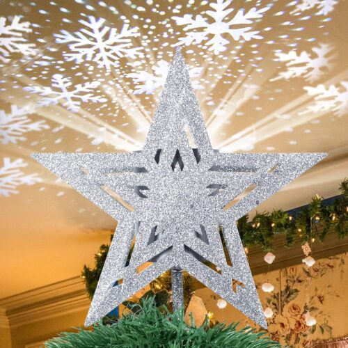1 Christmas Tree Topper, 3D Silver 5-Pointed Star