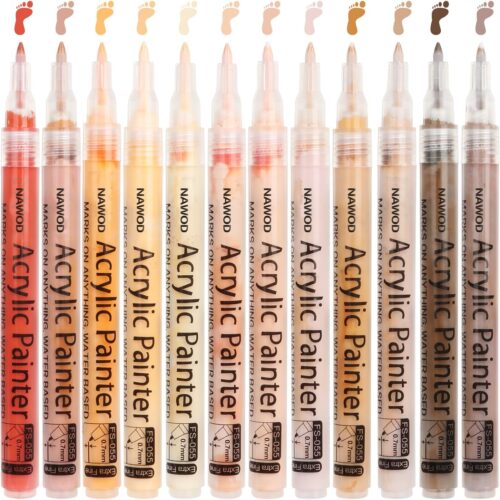 Skin Tones Art Markers, Acrylic Paint Pens Set of 12 Skin Colors Paint Markers