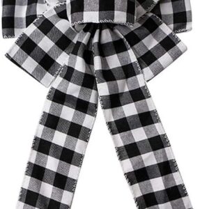 Black White Buffalo Plaid Bow Christmas Wreath Bow