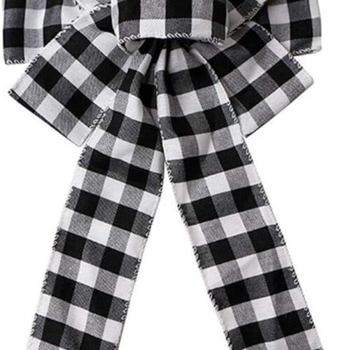 1 Black White Buffalo Plaid Bow Christmas Wreath Bow