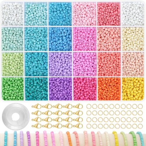 1 3mm Seed Beads for Jewelry Bracelet Making Kit 24 Colors