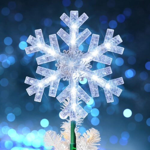 1 9 inch Christmas Tree Topper Ornament with 15 White LED Lights