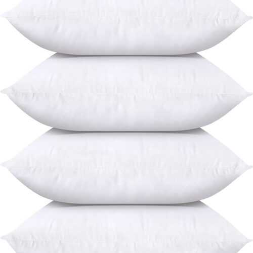 Throw Pillows (Set of 4, White), 18 x 18 Inches Pillows for Sofa