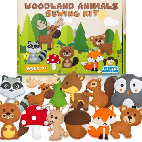 1 Woodland Animals Kids Sewing Kit - Make Your Own Stuffed Animal Kit