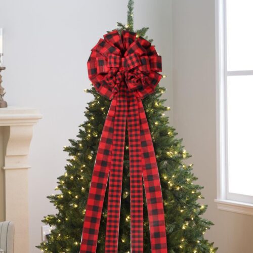 1 Christmas Tree Topper Wreath Bow Rustic Jute