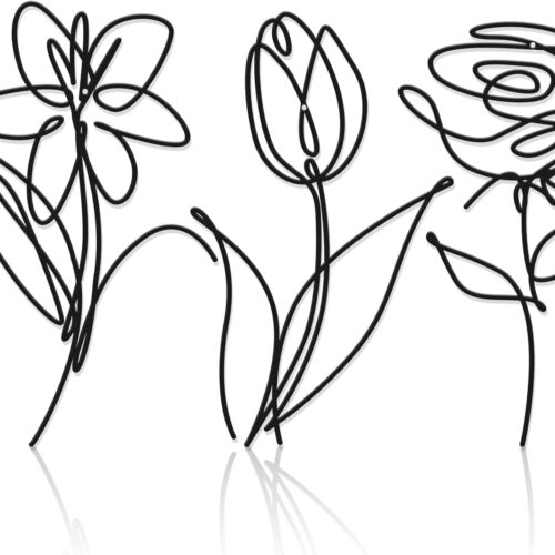 1 3 Set of Metal Flower Wall Decor 9.84 x 5.91 Inch