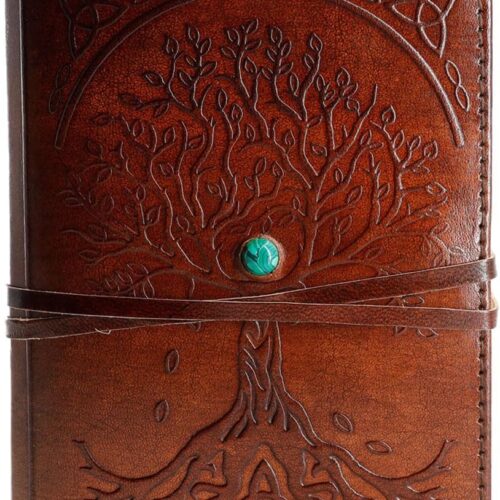 1 Leather Journal in Brown 8x6 Refillable Lined Paper Tree of Life