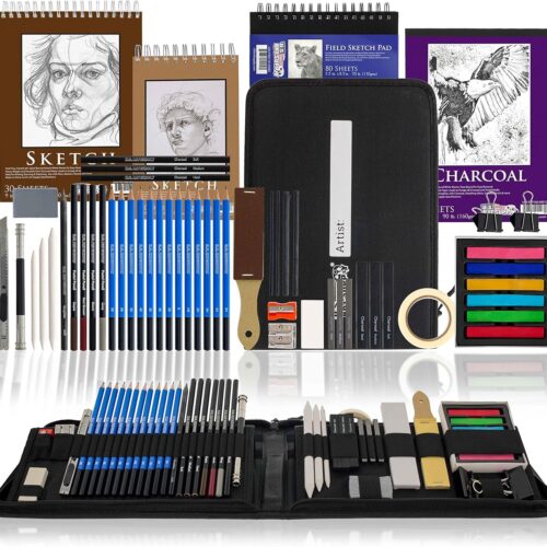 1 54-Piece Drawing & Sketching Set with 4 Sketch Pads