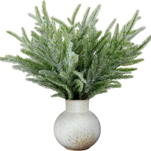 1 12 Pcs Pine Branches 16 Inch Artificial Christmas Tree Picks Snowy Norfolk