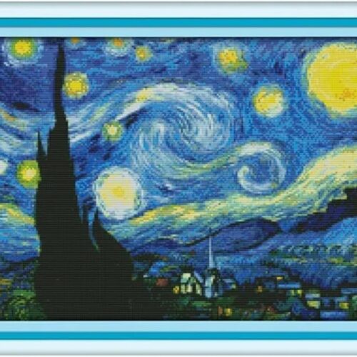1 Cross Stitch Kits Stamped, 11CT 3 Strands - Starry Night of Van Gogh 23×18(inch)