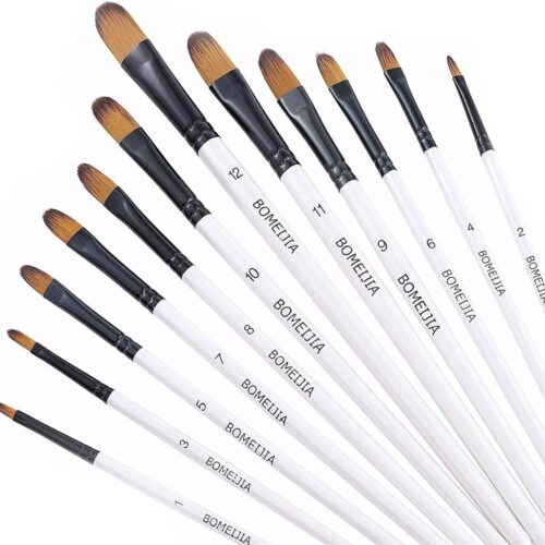 1 12 PCS Artist Brush for Acrylic Oil Watercolor Gouache Artist