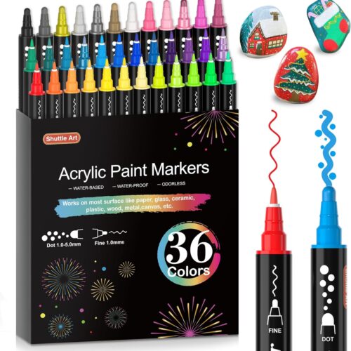 1 36 Colors Dual Tip Acrylic Paint Markers