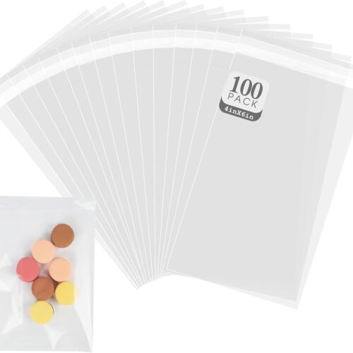 1 100 Pack 4x6 Clear Treat Bags Self Sealing Cellophane Bags