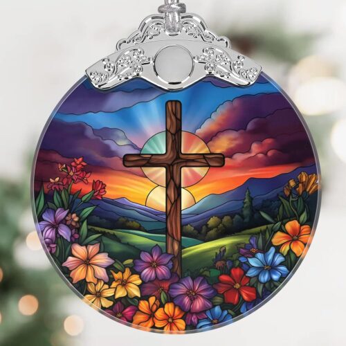 1 Religious Christmas Ornament, Stained Glass Christian Ornament
