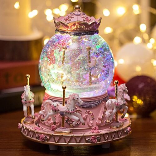 1 Gift Wrapped Music Box Carousel Horses