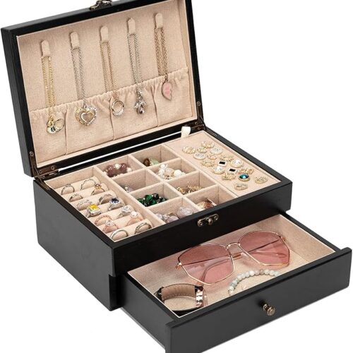 1 Rustic Wooden Jewelry Organizer Box