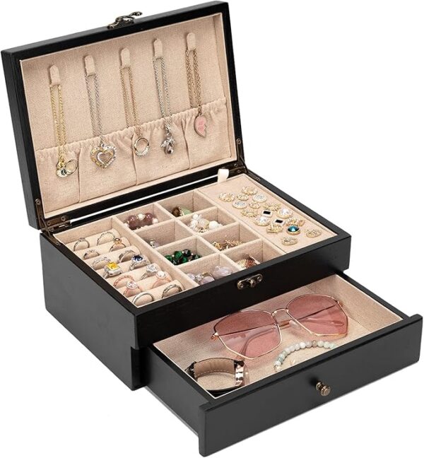 Rustic Wooden Jewelry Organizer Box 1
