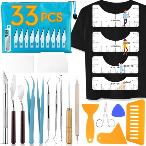 1 33pcs Vinyl Weeding Tools with T-Shirt Ruler Guide
