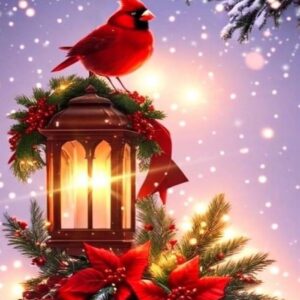 Winter Cardinals Christmas Diamond Painting Kits,Diamond Art Kits for Adults 12×16 inch