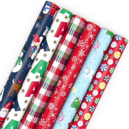 1 Christmas Wrapping Paper Rolls with Cutlines on Reverse (6 Rolls: 180 Sq. Ft. Total)