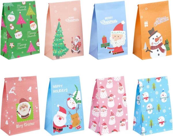 24 ct Christmas Treat Bag, Small Xmas Gift for Goodie Wrap, Christmas Party Favor 9" 1