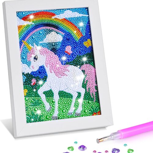 1 Diamond Art for Kids with Frames, Mosaic Gem Sticker Art Projects Kits