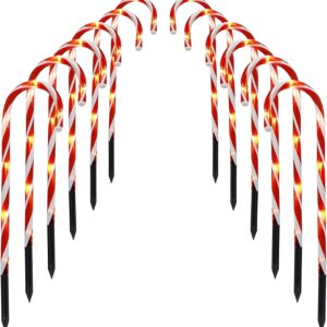 12 Pack 16" Christmas Candy Cane Pathway Markers with 72 Warm White Lights